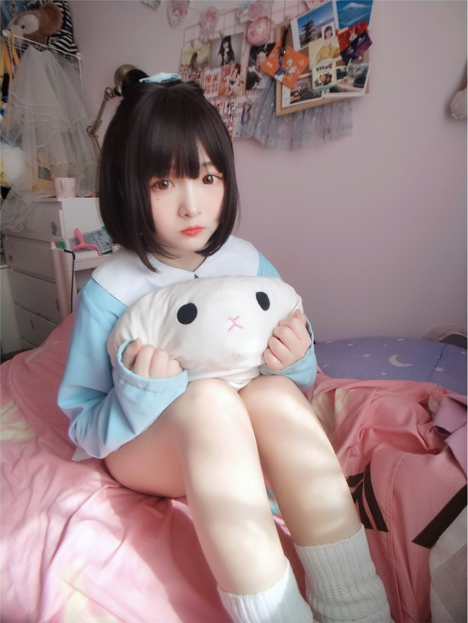 Kagura - No.63 light blue white socks(2)